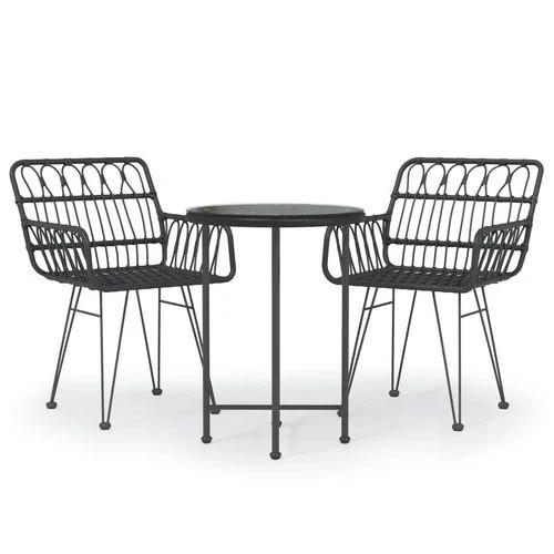 vidaXL 3 Piece Garden Dining Set with Weather Resistant Poly Rattan for Outdoor Entertaining by vidaXL