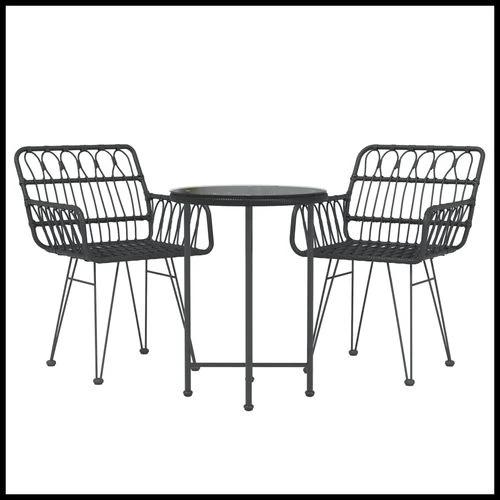 vidaXL 3 Piece Garden Dining Set with Weather Resistant Poly Rattan for Outdoor Entertaining by vidaXL