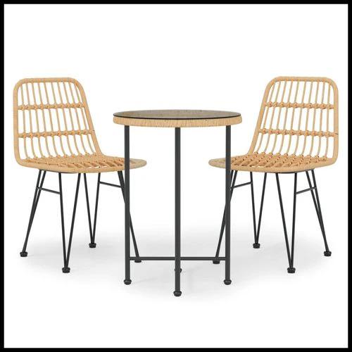 vidaXL 3 Piece Outdoor Dining Set with Weather Resistant Poly Rattan for Stylish Garden Spaces by vidaXL