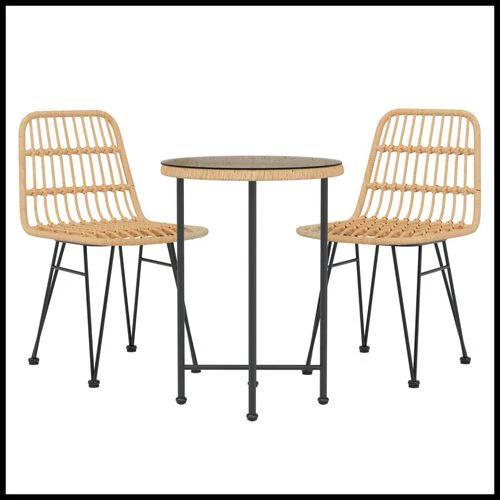vidaXL 3 Piece Outdoor Dining Set with Weather Resistant Poly Rattan for Stylish Garden Spaces by vidaXL