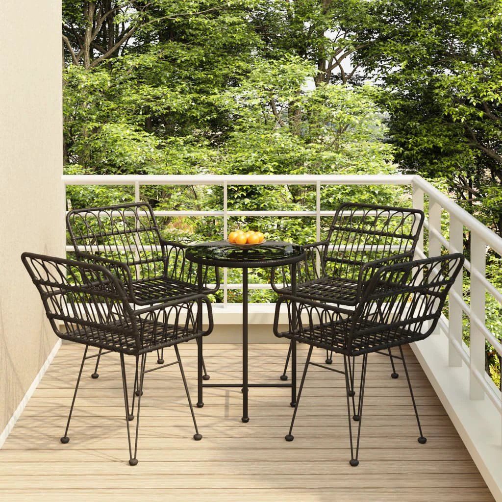 VidaXL Poly Rattan Dining Set 5 Piece Weatherproof Outdoor by vidaXL