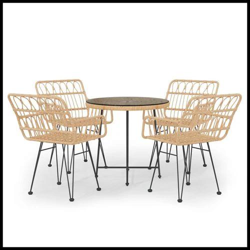 vidaXL 5 Piece Garden Dining Set with Weather Resistant Poly Rattan for Outdoor Entertaining by vidaXL