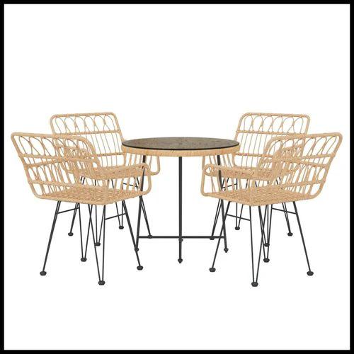 vidaXL 5 Piece Garden Dining Set with Weather Resistant Poly Rattan for Outdoor Entertaining by vidaXL