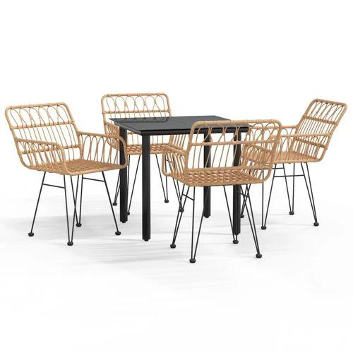vidaXL 7 Piece Garden Dining Set with Weather Resistant Poly Rattan for Outdoor Entertaining by vidaXL
