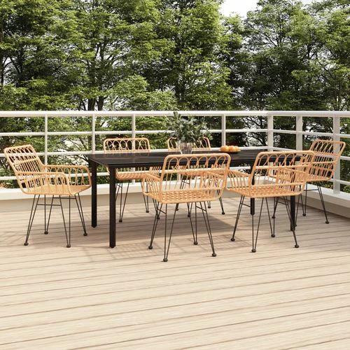 vidaXL 7 Piece Garden Dining Set with Weather Resistant Poly Rattan for Outdoor Entertaining by vidaXL
