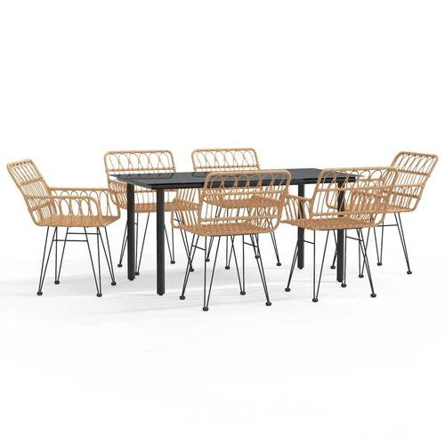 vidaXL 7 Piece Garden Dining Set with Weather Resistant Poly Rattan for Outdoor Entertaining by vidaXL