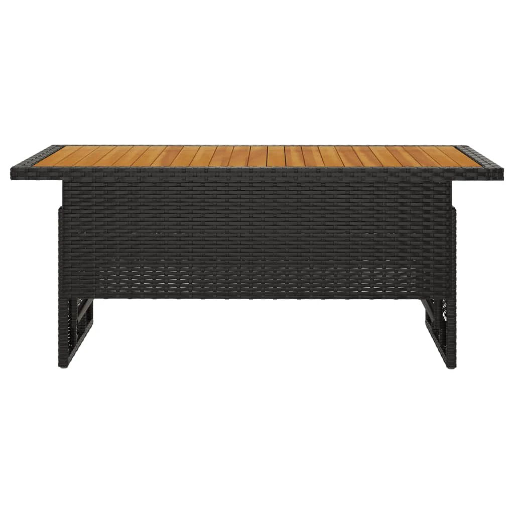 vidaXL Garden Table Black 100x50x43/63 cm Solid Wood Acacia&Poly Rattan by vidaXL