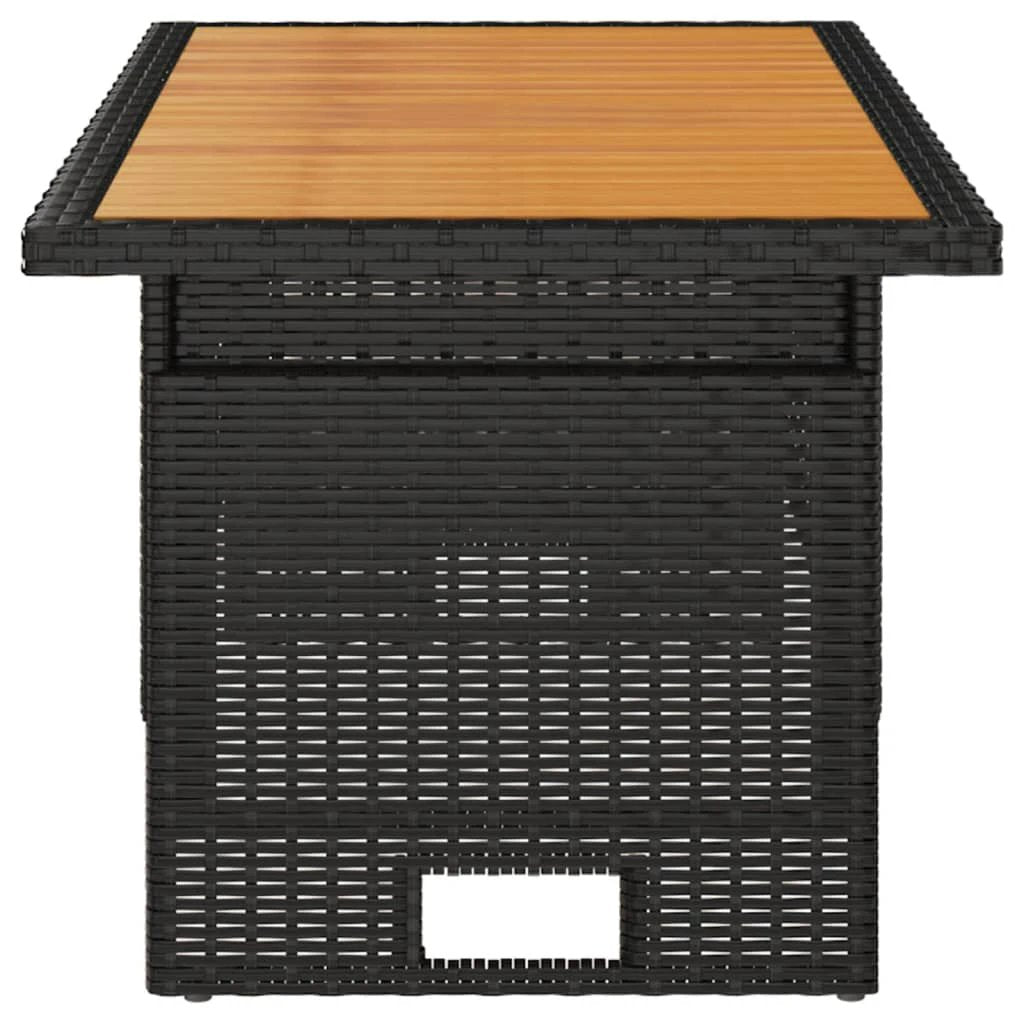 vidaXL Garden Table Black 100x50x43/63 cm Solid Wood Acacia&Poly Rattan by vidaXL