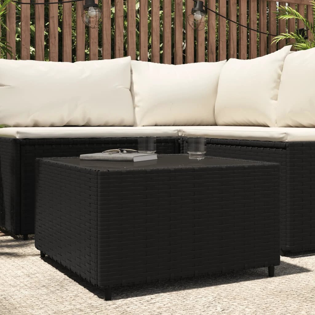 vidaXL VidaXL Square Garden Coffee Table 50x50x30 cm Black Poly Rattan Weather Resistant Outdoor - Coffee Table