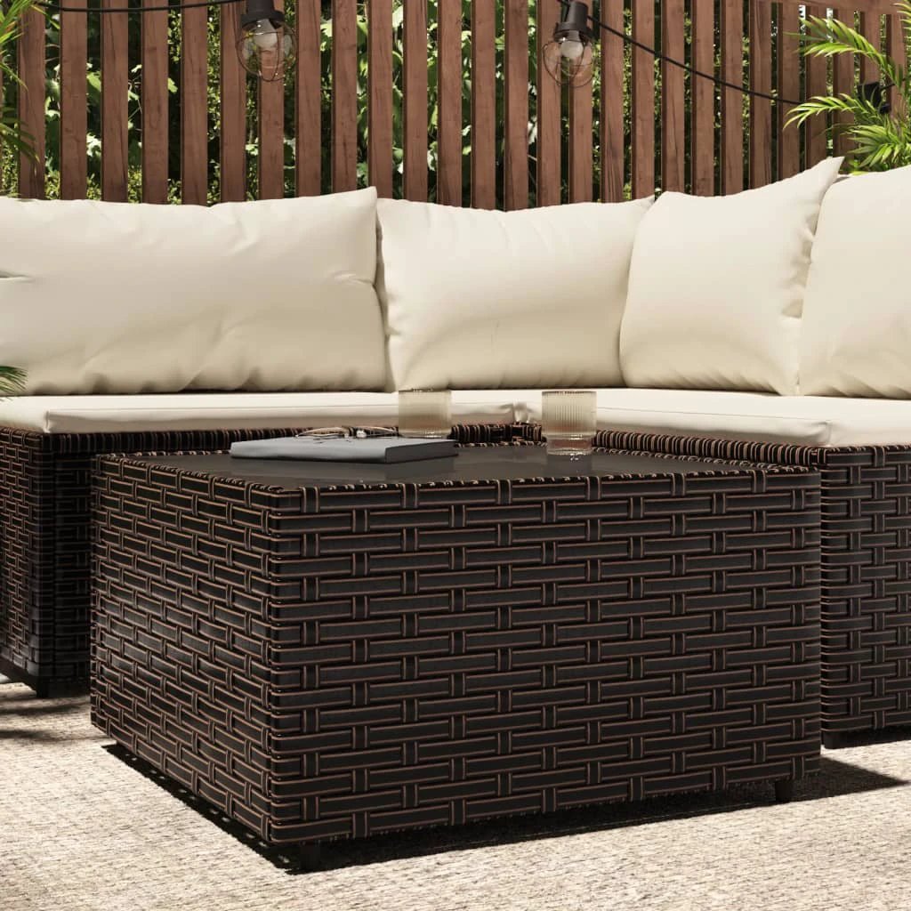 vidaXL VidaXL Square Garden Coffee Table 50x50x30 cm Black Poly Rattan Weather Resistant Outdoor - Coffee Table