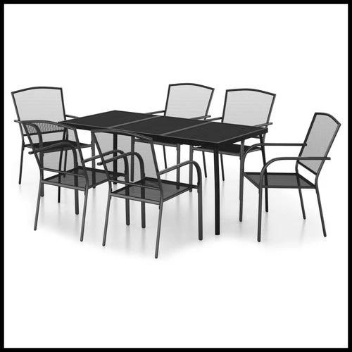 vidaXL vidaXL 3 Piece Garden Dining Set Anthracite Steel with Durable Powder Coating for Outdoor Entertaining - Garden Set