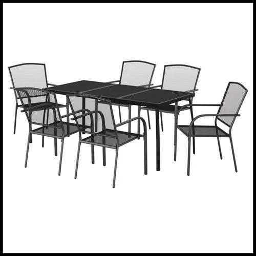vidaXL vidaXL 3 Piece Garden Dining Set Anthracite Steel with Durable Powder Coating for Outdoor Entertaining - Garden Set
