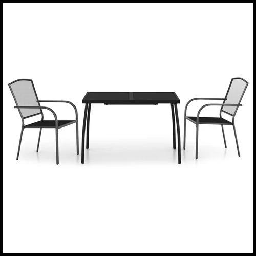 vidaXL vidaXL 3 Piece Garden Dining Set Anthracite Steel with Durable Powder Coating for Outdoor Entertaining - Garden Set