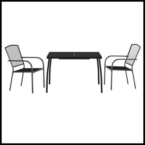 vidaXL vidaXL 3 Piece Garden Dining Set Anthracite Steel with Durable Powder Coating for Outdoor Entertaining - Garden Set
