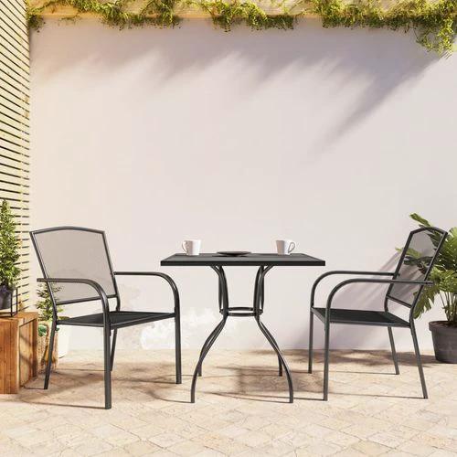 vidaXL 3 Piece Garden Dining Set Anthracite Steel with Durable Powder Coating for Outdoor Entertaining by vidaXL
