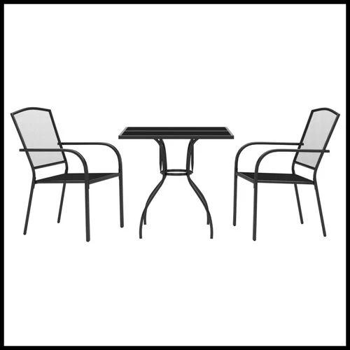 vidaXL vidaXL 3 Piece Garden Dining Set Anthracite Steel with Durable Powder Coating for Outdoor Entertaining - Garden Set