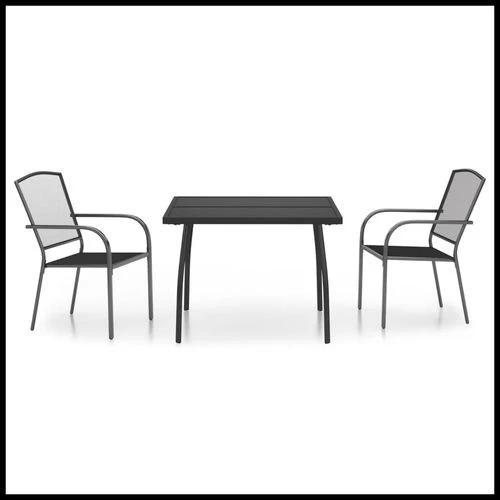 vidaXL vidaXL 3 Piece Garden Dining Set Anthracite Steel with Durable Powder Coating for Outdoor Entertaining - Garden Set