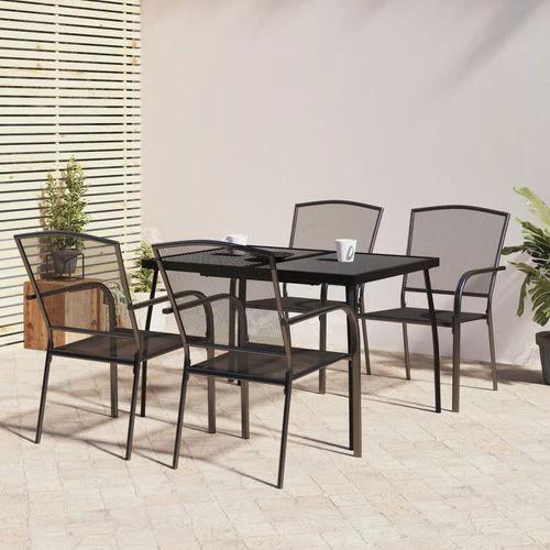 vidaXL 3 Piece Garden Dining Set Anthracite Steel with Durable Powder Coating for Outdoor Entertaining by vidaXL