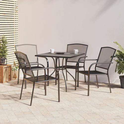 vidaXL 3 Piece Garden Dining Set Anthracite Steel with Durable Powder Coating for Outdoor Entertaining by vidaXL