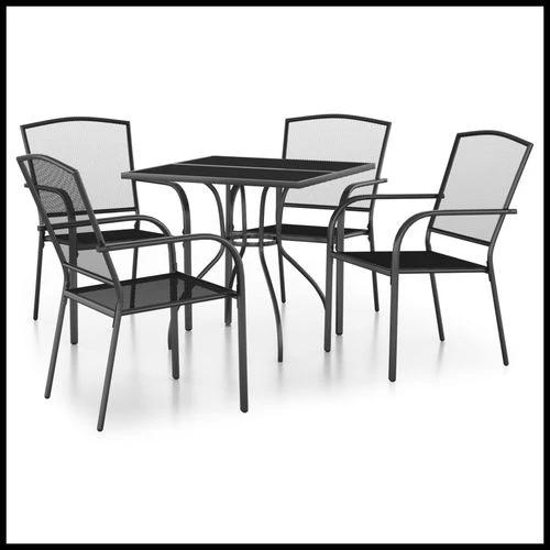 vidaXL 3 Piece Garden Dining Set Anthracite Steel with Durable Powder Coating for Outdoor Entertaining by vidaXL