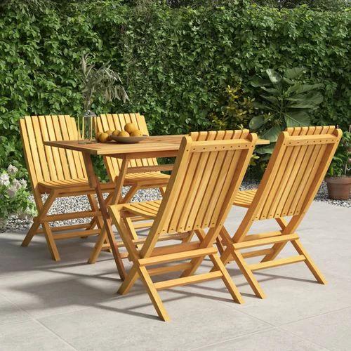 vidaXL vidaXL 5 Piece Garden Dining Set 120x70x75 cm Solid Teak Wood Foldable Outdoor Furniture for Family Meals and Entertaining - Garden Set