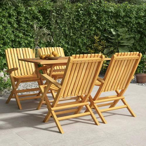 vidaXL 5 Piece Garden Dining Set 120x70x75 cm Solid Teak Wood Foldable Outdoor Furniture for Family Meals and Entertaining by vidaXL