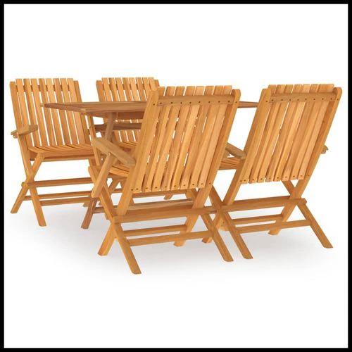 vidaXL 5 Piece Garden Dining Set 120x70x75 cm Solid Teak Wood Foldable Outdoor Furniture for Family Meals and Entertaining by vidaXL