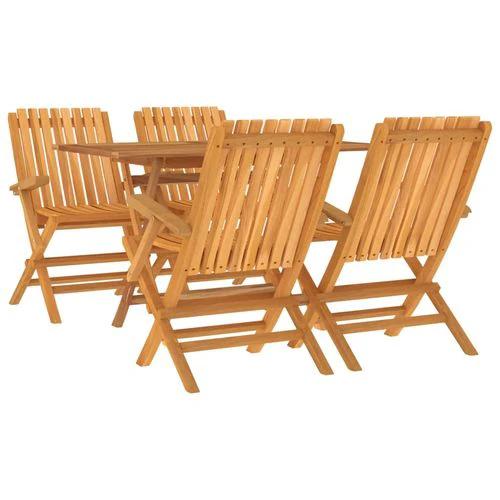 vidaXL 5 Piece Garden Dining Set 120x70x75 cm Solid Teak Wood Foldable Outdoor Furniture for Family Meals and Entertaining by vidaXL