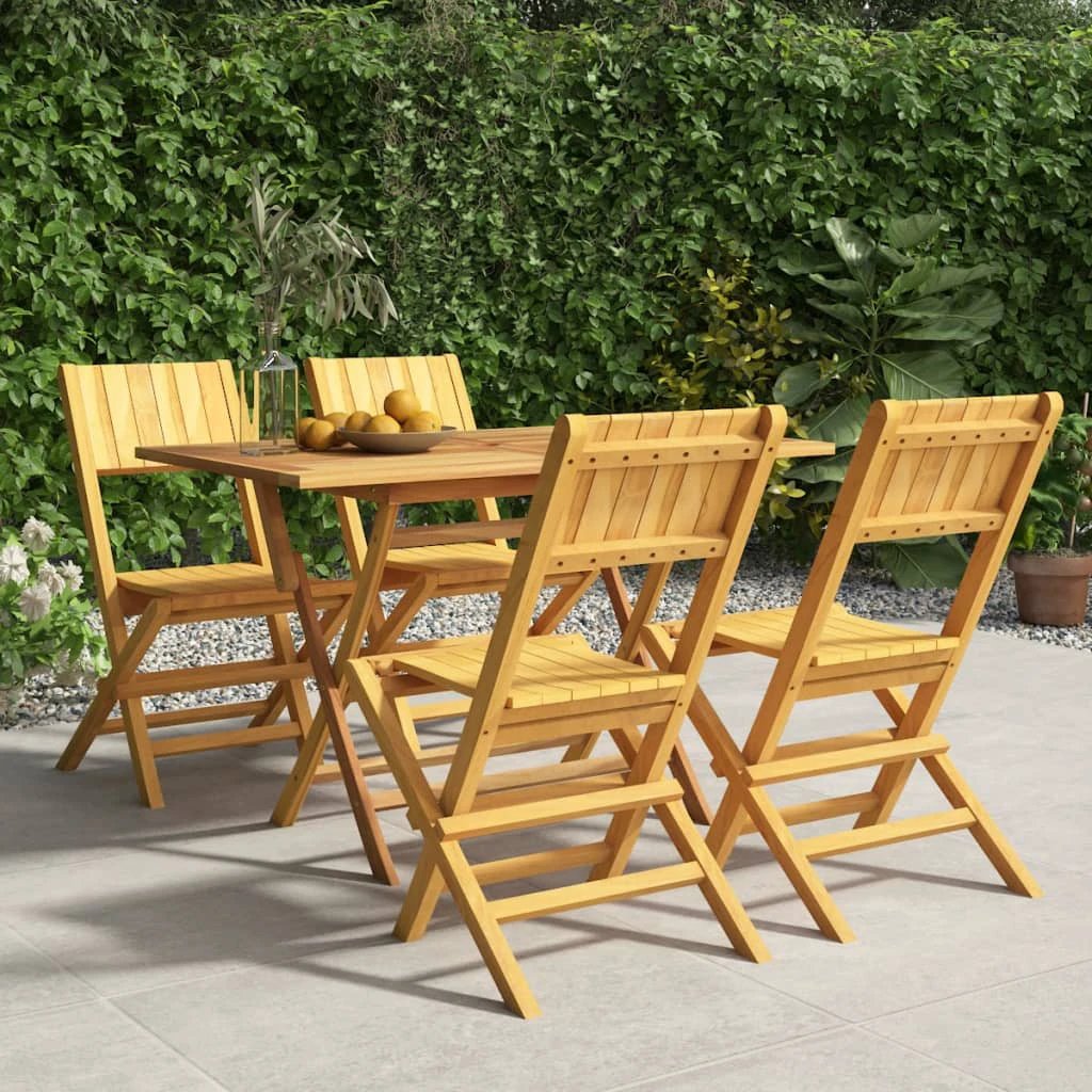 VidaXL Garden Dining Set 5 Piece Solid Teak Wood All Weather Outdoor Patio Al Fresco Ready by vidaXL
