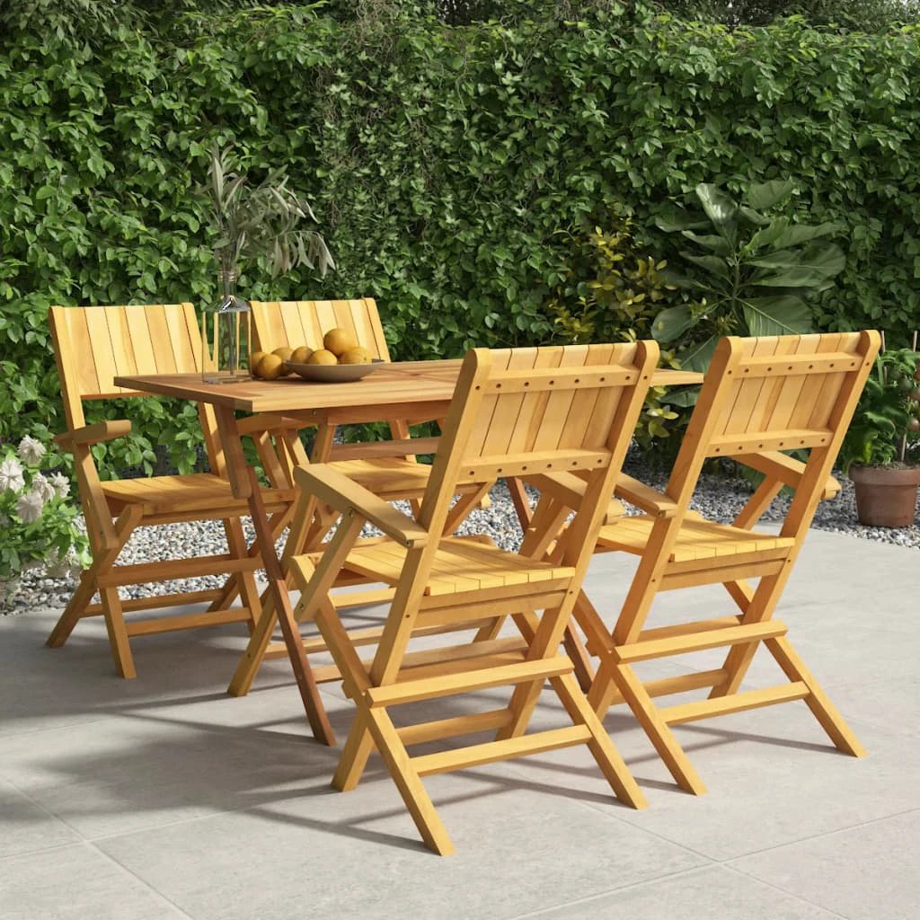 VidaXL Garden Dining Set 5 Piece Solid Teak Wood All Weather Outdoor Patio Al Fresco Ready by vidaXL