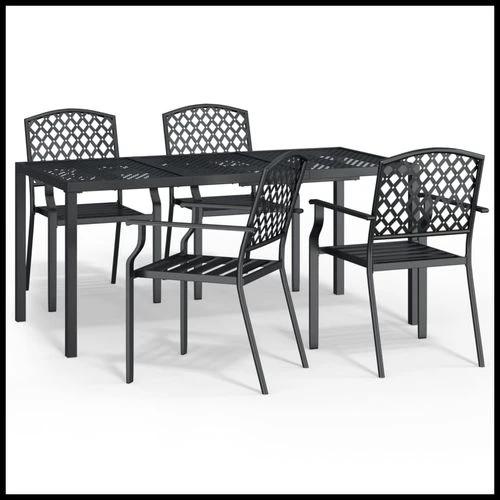 vidaXL vidaXL 3 Piece Garden Dining Set with Anthracite Steel Construction and Elegant Design for Outdoor Entertaining - Garden Set