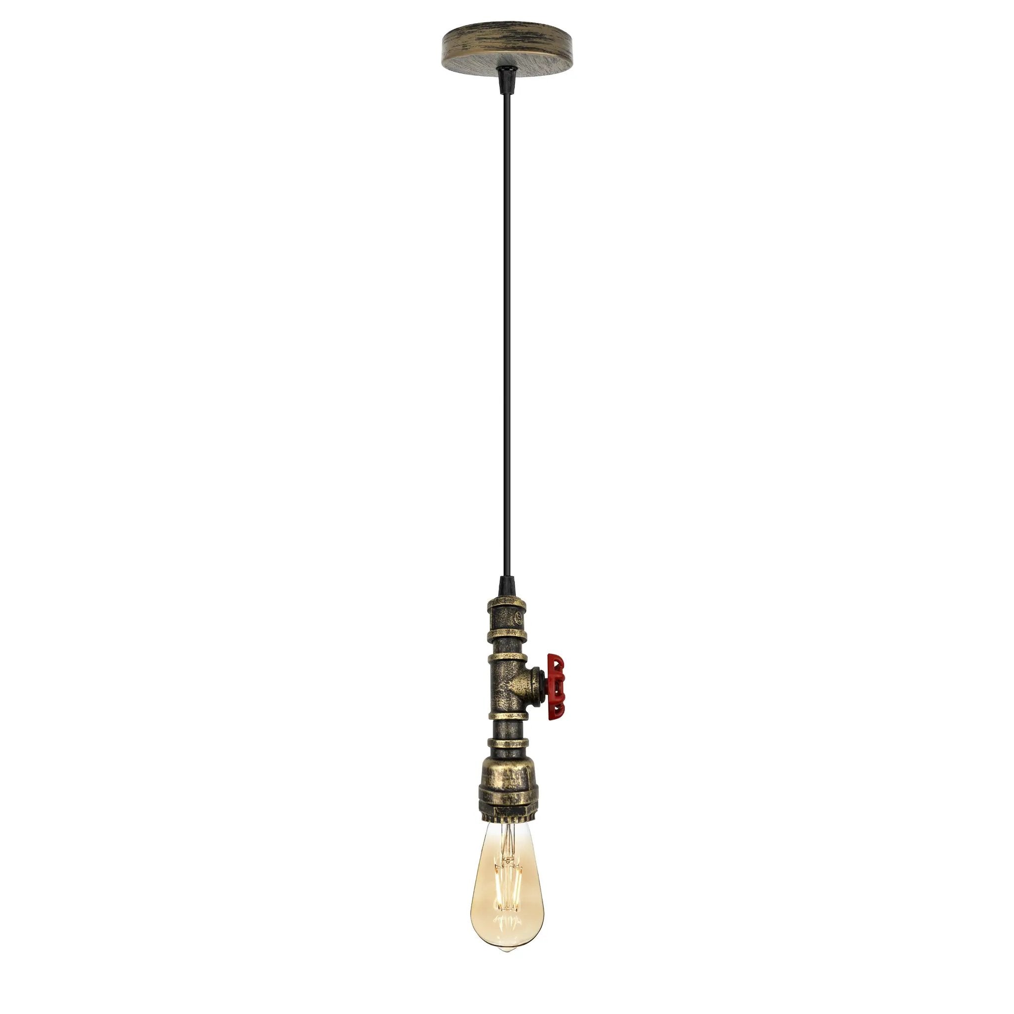 Un-branded Vintage industrial metal pendant pipe light E27 fitting 95cm adjustable cable - Pendant Lights