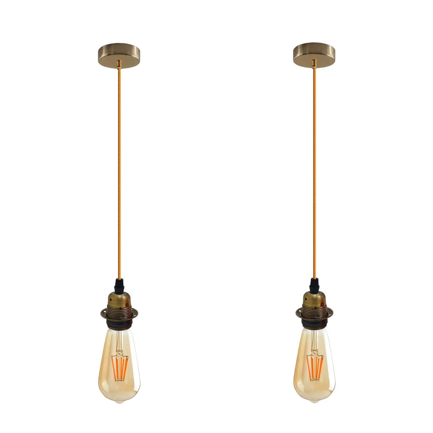 Un-branded 2 Pack Vintage Industrial Pendant Light,lampshade E27 UK Holder Fitting Set - Pendant Lights