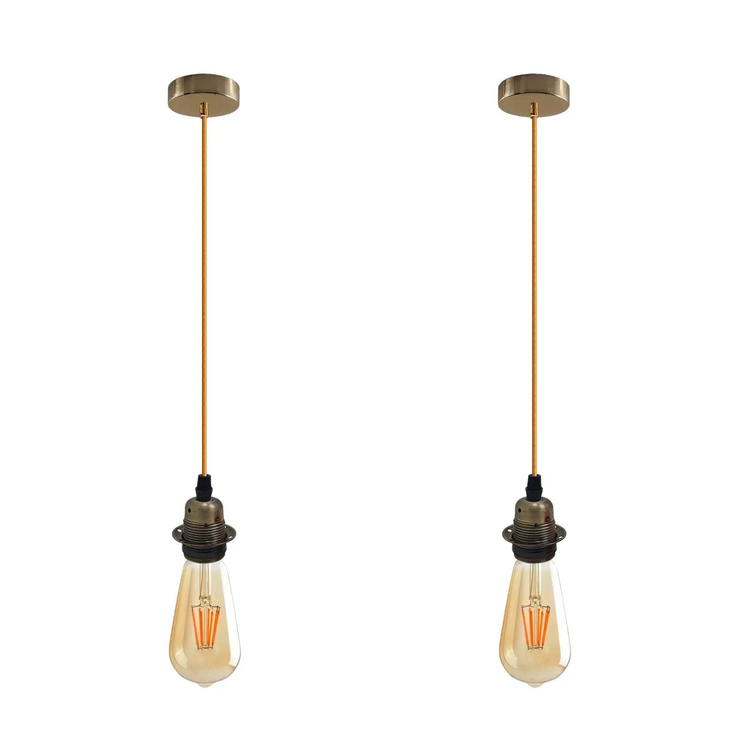 Un-branded 2 Pack Vintage Industrial Pendant Light,lampshade E27 UK Holder Fitting Set - Pendant Lights
