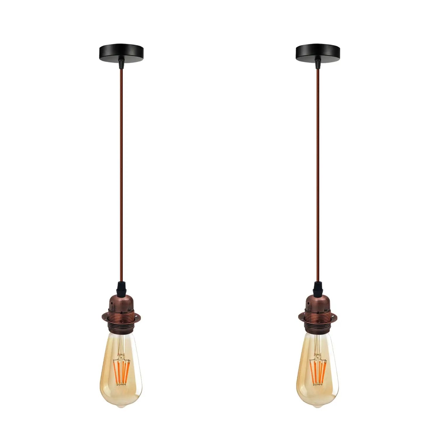 Un-branded 2 Pack Vintage Industrial Pendant Light,lampshade E27 UK Holder Fitting Set - Pendant Lights