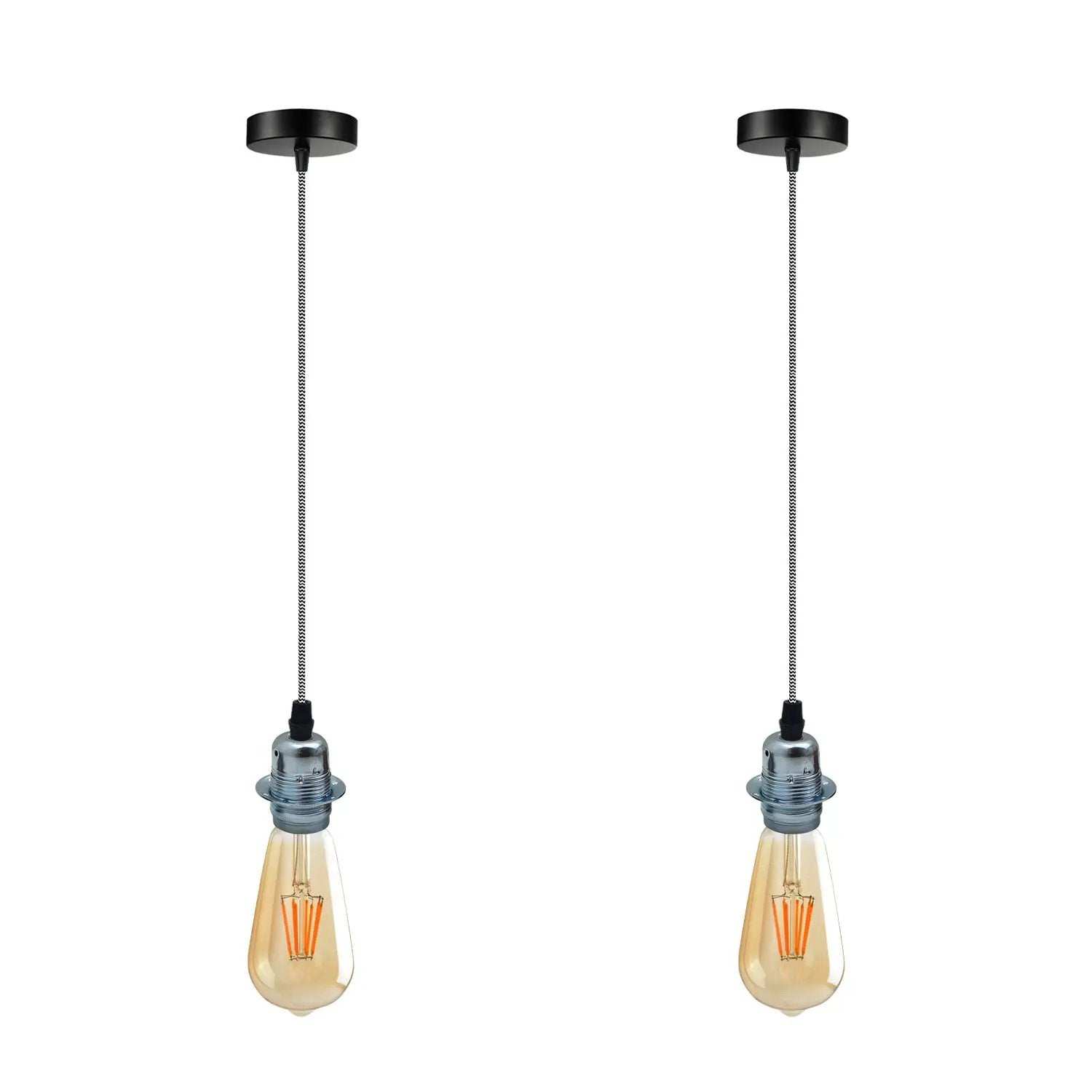 Un-branded 2 Pack Vintage Industrial Pendant Light,lampshade E27 UK Holder Fitting Set - Pendant Lights