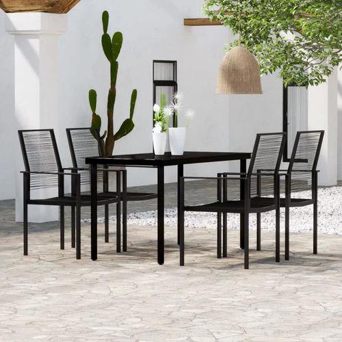 vidaXL 3 Piece Garden Dining Set 80x80x74 cm with Powder-Coated Steel Frame and Water-Resistant PVC Rattan Chairs for Outdoor Use by vidaXL