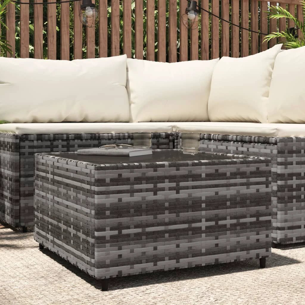 vidaXL VidaXL Square Garden Coffee Table 50x50x30 cm Black Poly Rattan Weather Resistant Outdoor - Coffee Table