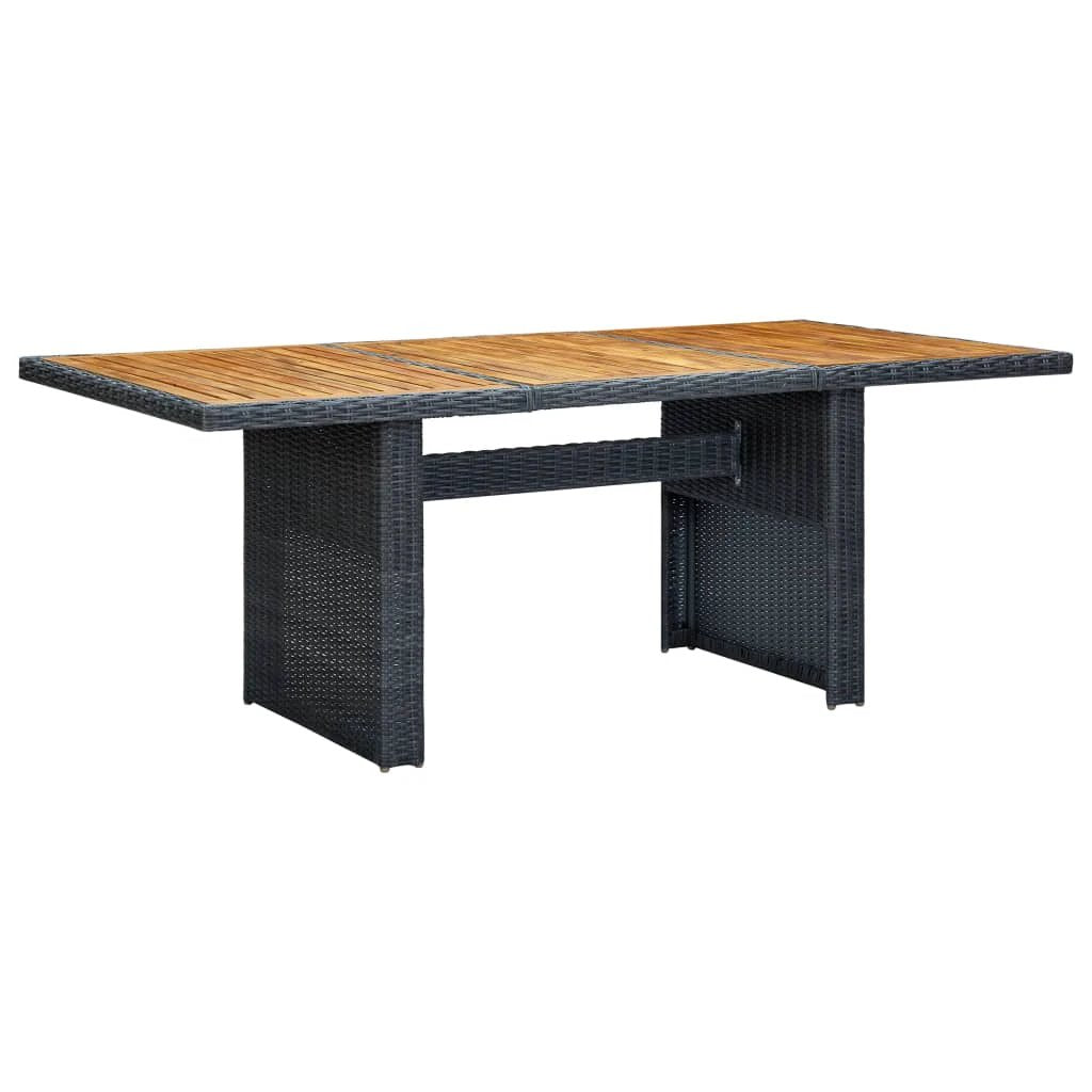 vidaXL Garden Table Dark Grey Poly Rattan and Tempered Glass by vidaXL