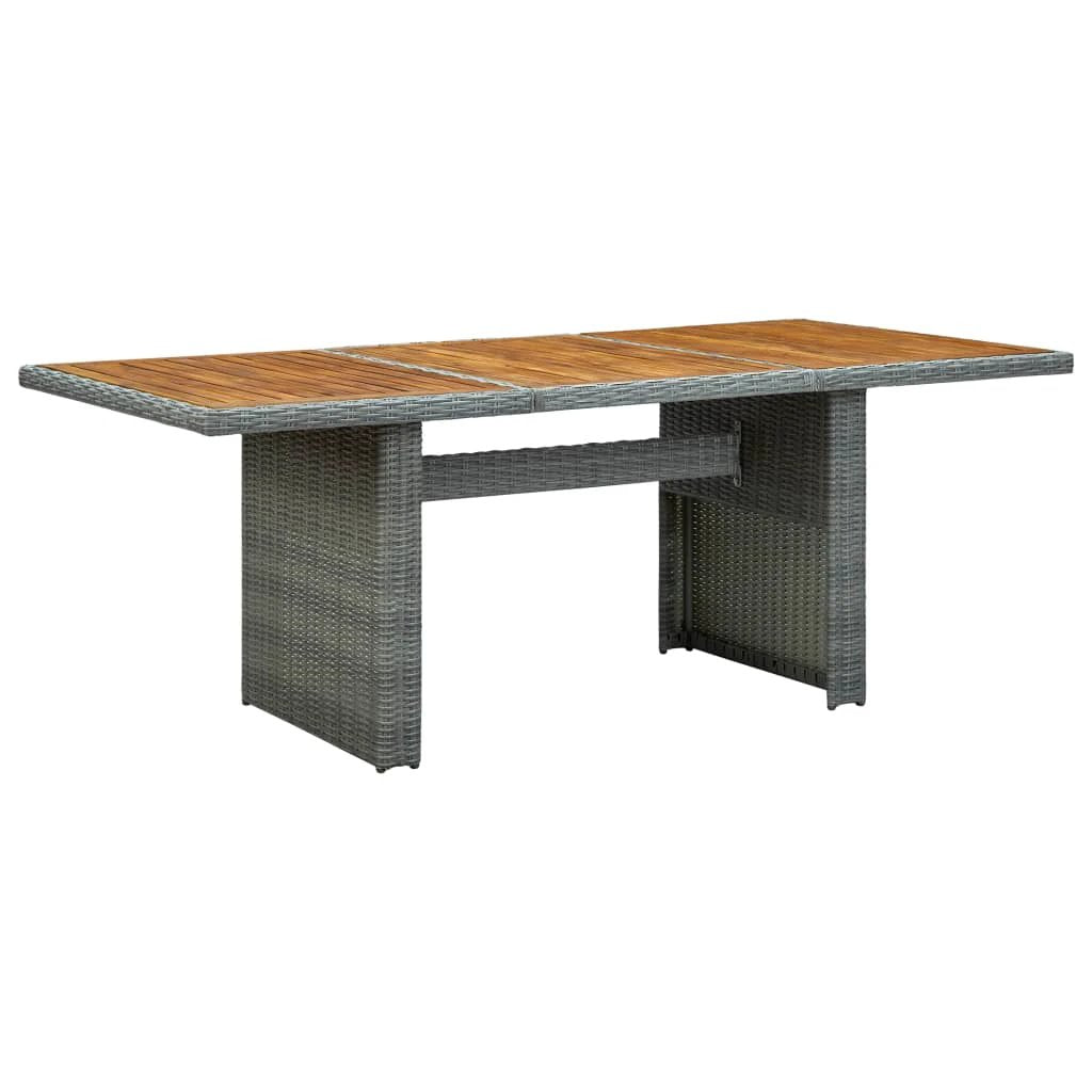 vidaXL Garden Table Dark Grey Poly Rattan and Tempered Glass by vidaXL