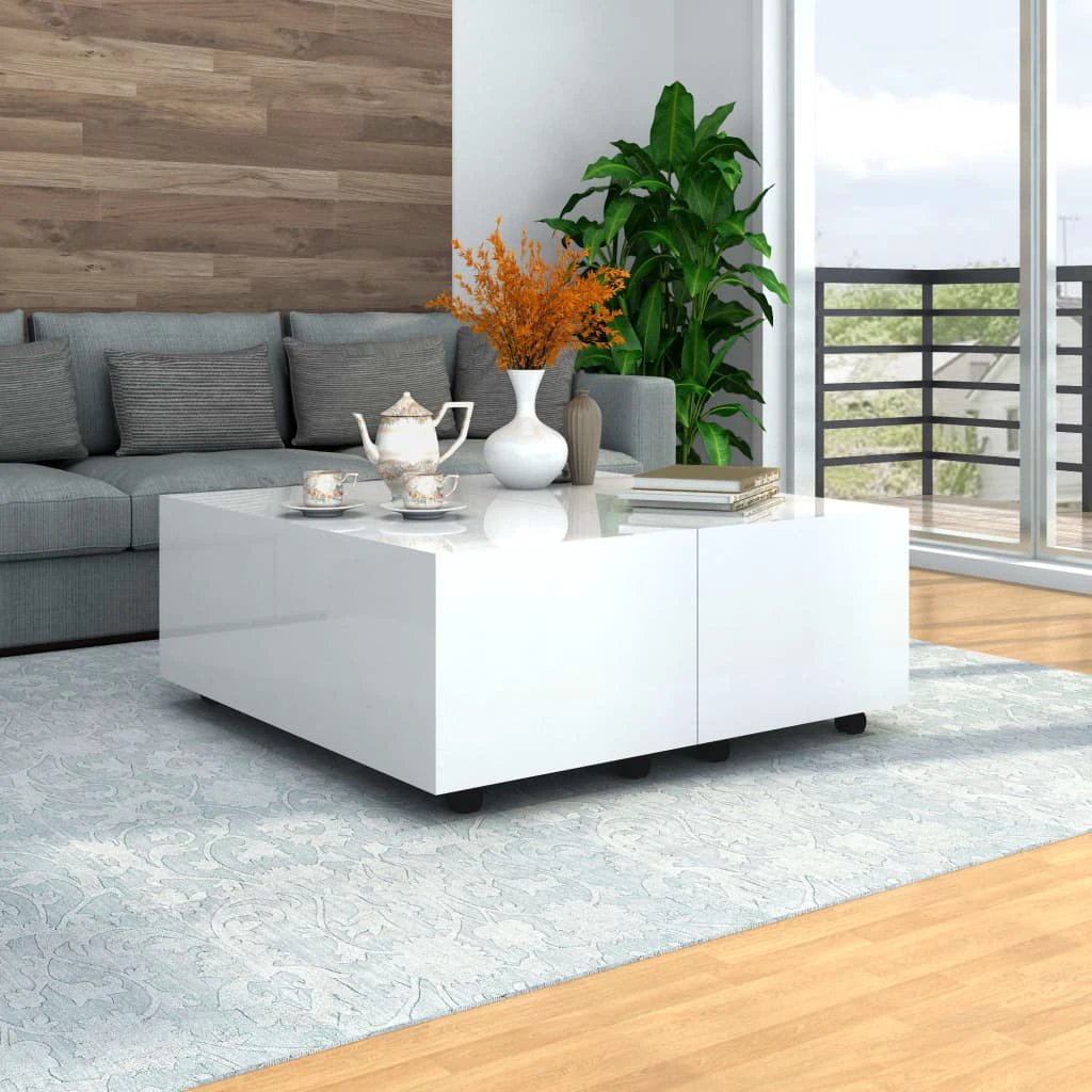 vidaXL Coffee Table 60x60x35 cm High Gloss Engineered Wood Surface for Living Room by vidaXL