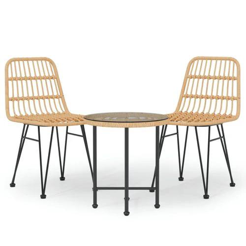 vidaXL vidaXL 3 Piece Garden Dining Set with Weather Resistant Poly Rattan for Outdoor Entertaining - Garden Set