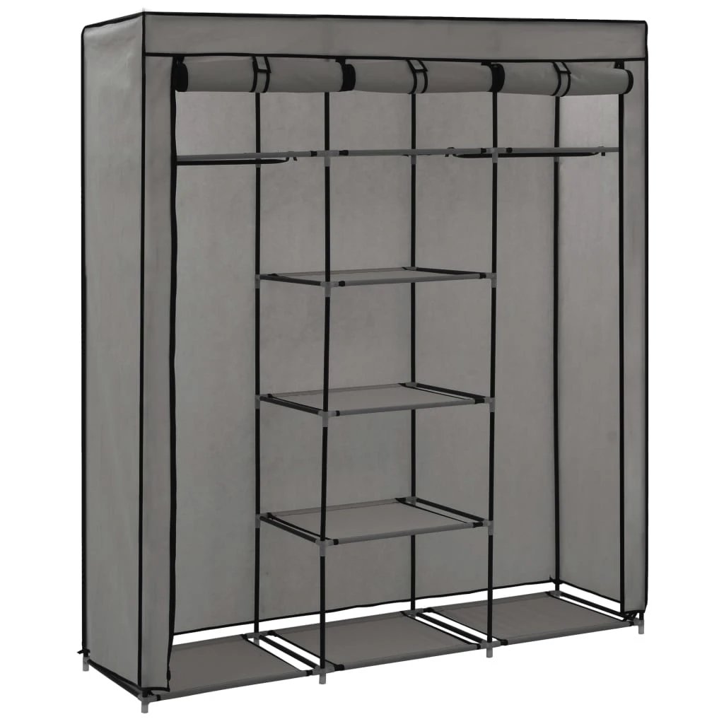 vidaXL Wardrobe with Compartments and Rods Black 150x45x175 cm Fabric by vidaXL