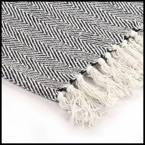 vidaXL Cotton Throw Blanket 125x150 cm Grey with Tassels by vidaXL