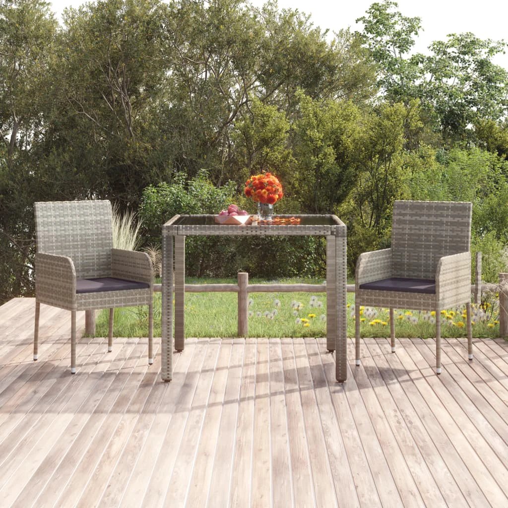 vidaXL Garden Table with Glass Top Black 150x90x75 cm Poly Rattan by vidaXL