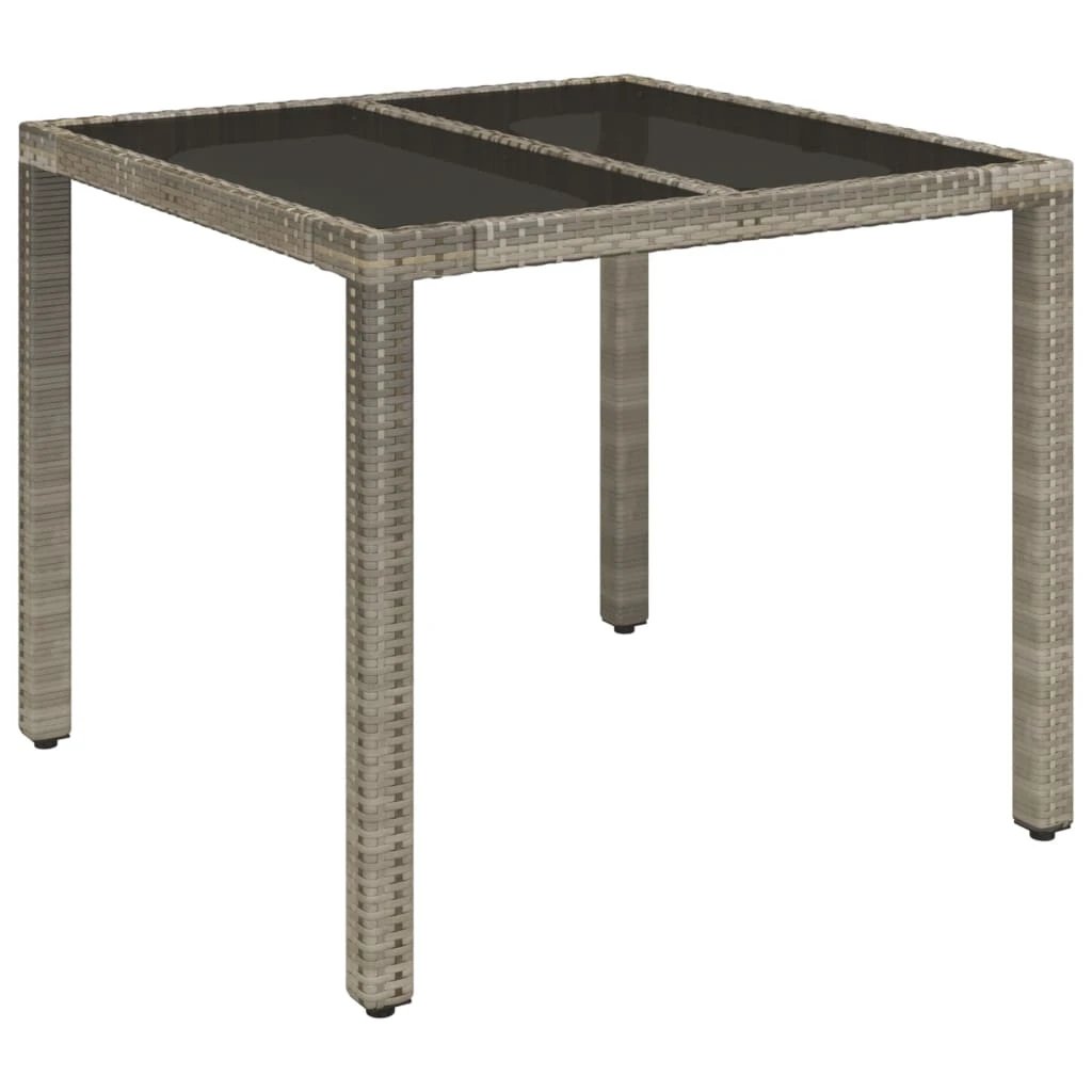 vidaXL Garden Table with Glass Top Black 150x90x75 cm Poly Rattan by vidaXL