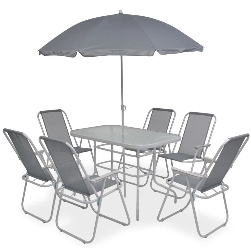 vidaXL VidaXL Outdoor Dining Set 6 Pc Steel Textilene - Garden Set