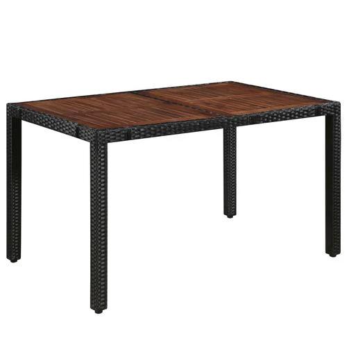 vidaXL 5 Piece Outdoor Dining Set Poly Rattan and Acacia Wood Black by vidaXL