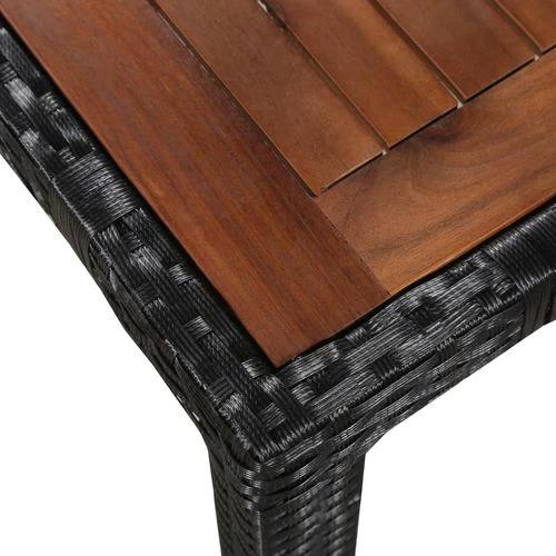 vidaXL 5 Piece Outdoor Dining Set Poly Rattan and Acacia Wood Black by vidaXL