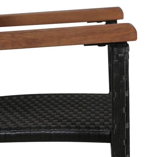 vidaXL 5 Piece Outdoor Dining Set Poly Rattan and Acacia Wood Black by vidaXL